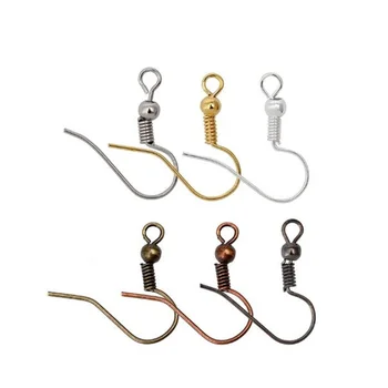 

200pcs/lot 20mm Anti Allergies Hook Wire Clasp With Bead Charms Earring Hooks Wires Fit DIY Ear Jewelry Making