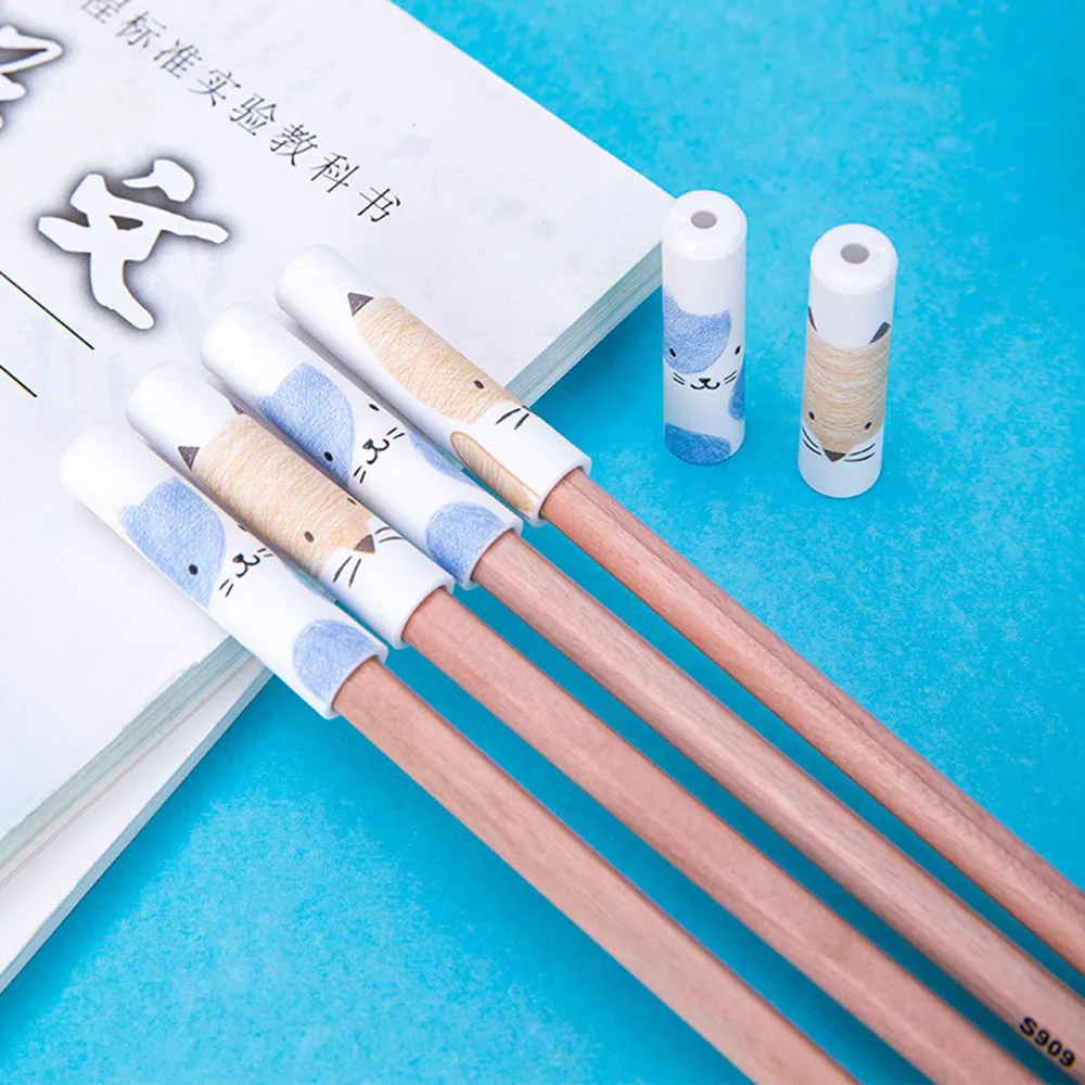 

6 Pcs/set Cute Fox Pencil Protector Cover Student Pen/pencil Extender Cap School Office Stationery Supply