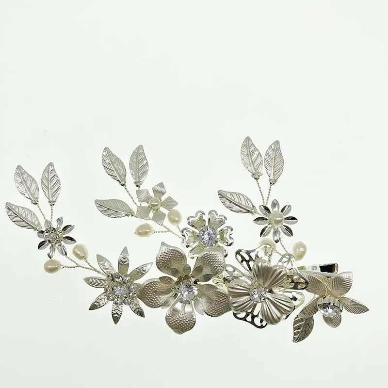 

Floralbride Handmade Crystal Rhinestone Freshwater Pearl Flower Wedding Hair Clip Barrette Bridal Hair accessories Women Jewelry
