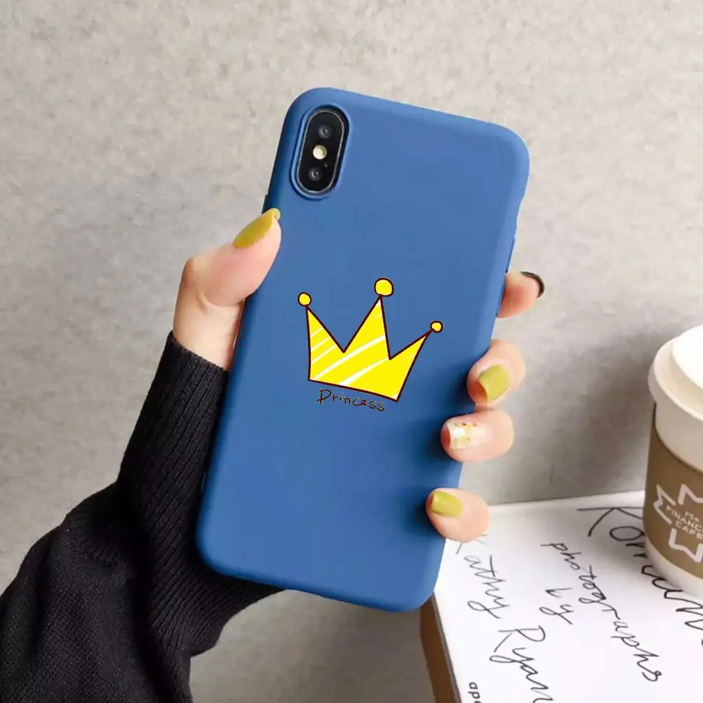 Милый силиконовый чехол с мультяшной короной для IPhone X xr xs max 8plus 7plus 8 7 soft-souch мультяшный Водонепроницаемый защитный корпус