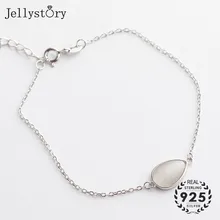 Jellystory модный 925 Серебряный ювелирный браслет в форме капли воды, Лунные камни, звенья цепи, браслеты для женщин, свадебные подарки