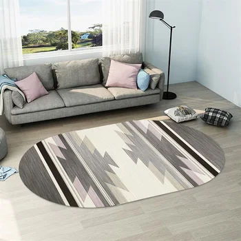 

Nordic Oval Carpet Bedroom Modern Geometric Hallway/Corridor Rugs Thick Cloakroom Mat Balcony Bedside Area Rug Living Room Floor