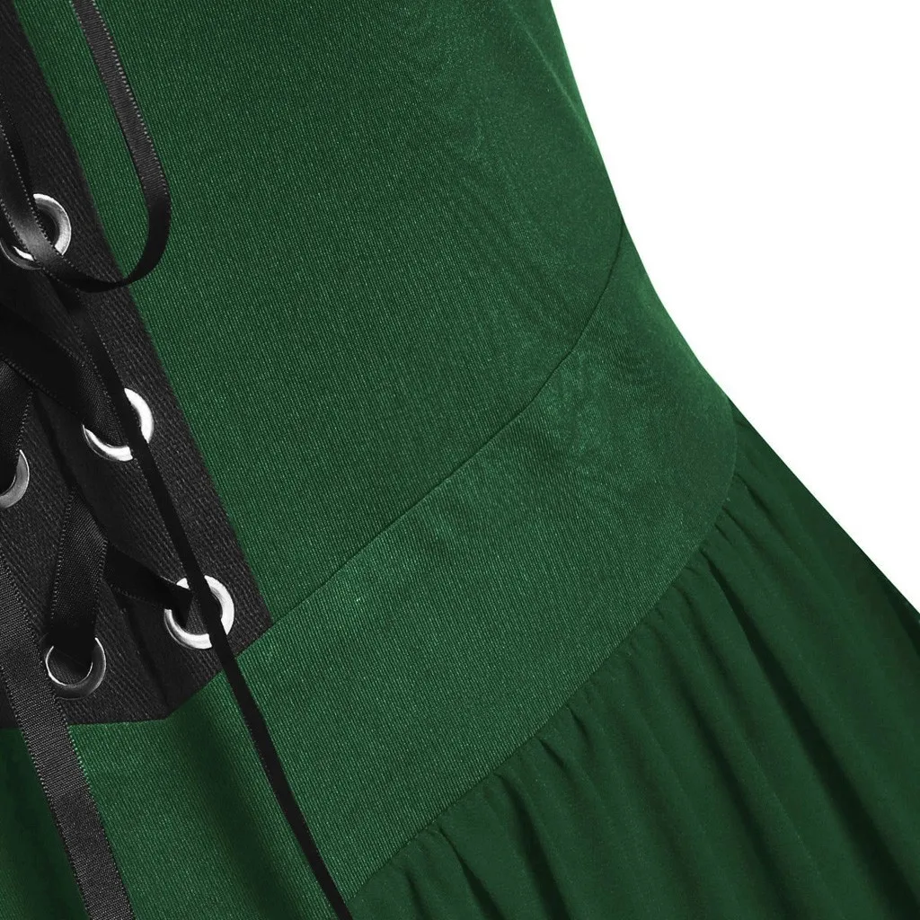 Женское готическое платье, сексуальное однотонное Сетчатое платье с открытыми плечами в стиле бохо, Длинные вечерние платья на шнуровке для Хэллоуина, Vestidos 919W