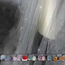 Персиковая блестящая Тюлевая ткань, Мягкая сетчатая красная, желтая, синяя, фиолетовая, белая, серая, зеленая и розовая ткань для ткани платья