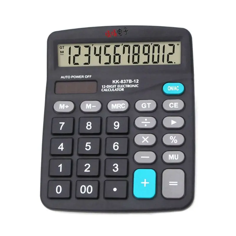 5 Pack Black 12 Digit Dual Power Handheld Desktop Calculator with LCD Display E65A 3