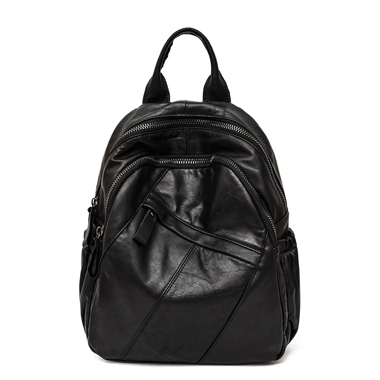 

2019 new JIULIN high-quality Korean version of the leather top layer leather shoulders simple stitching fashion women's bag