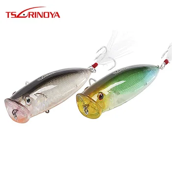 

TSURINOYA DW14 80mm/20g Topwater Floating Popper Fishing Lures fishing Hard Baits with Blood Slot Hooks Steel Balls Inside