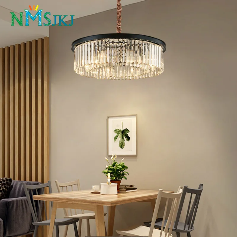 

American Decorative Art Round Crystal pendant Metal Material Family Living Room Lamp