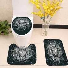 3 шт./компл. цветной мандола-Стиль Печатный фланелет ванная комната туалет нескользящий коврик Украшение для туалета комплект напольных ковриков