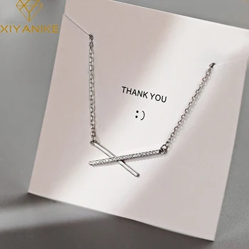 

XIYANIKE 925 Sterling Silver Hot Sale Creative Cross Geometric Pendant Necklace Charm Women Party Handmade Jewelry Accessories