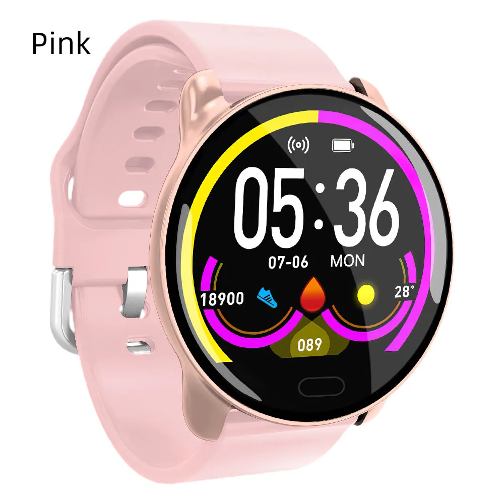 Pink K9 смарт-браслет часы модный браслет Круглый стальной Ремешок Красочные Спортивные кровяное давление монитор сна фитнес-трекер - Цвет: Pink
