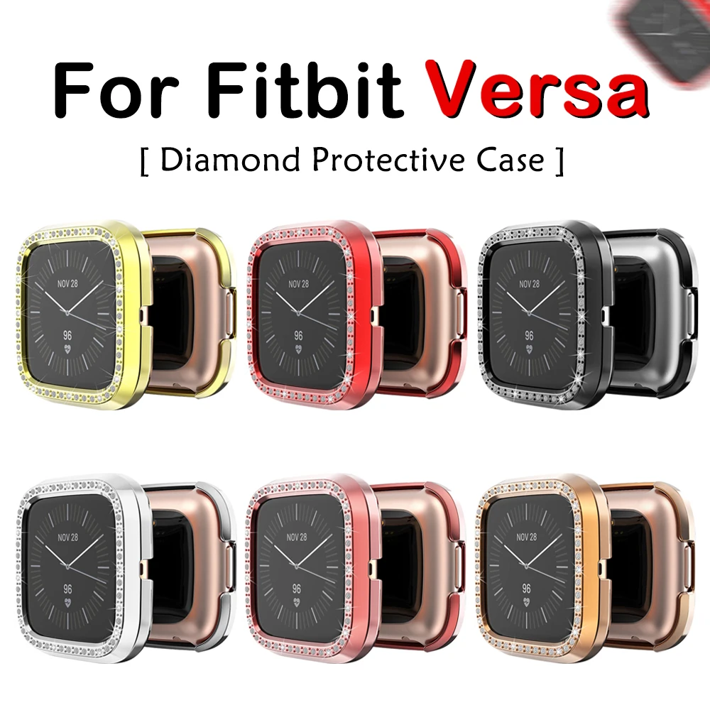 Bling Protector Case for Fitbit Versa 2 Women Girl Jewelry Crystal Diamond Watch Protection Bumper Cover for Fitbit Versa Lite