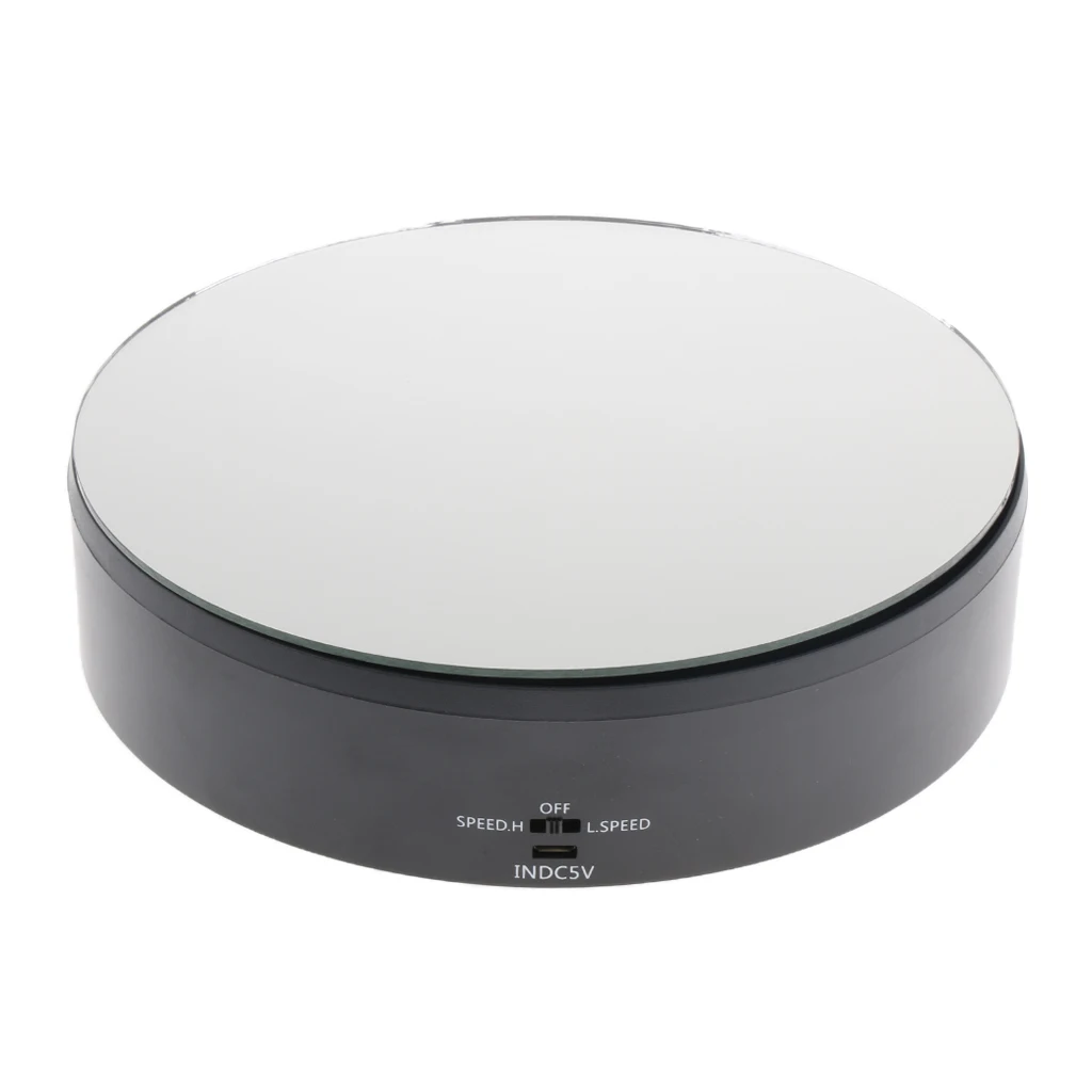 

2 Speeds Rotating Display Stand Base Turntable Mirror Top, Battery/USB Powered