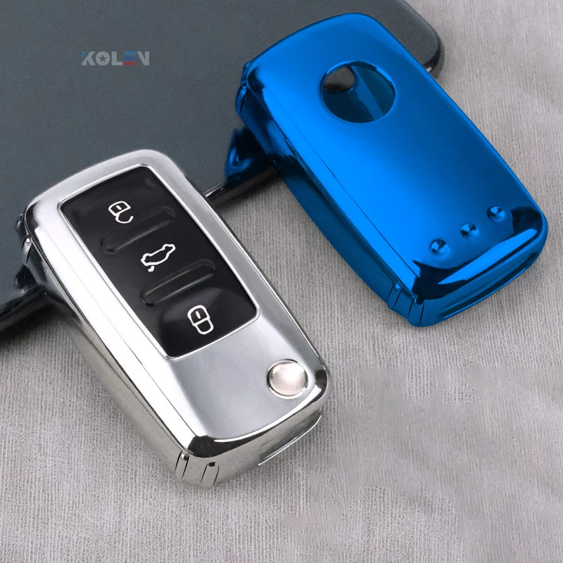 Portachiavi con custodia completa per chiave a distanza per auto in TPU per Volkswagen VW Bora POLO GOLF TIGUAN Passat Jetta Beetle Skoda portachiavi - H45a1064bcbc544328e496e764eebf2b1G