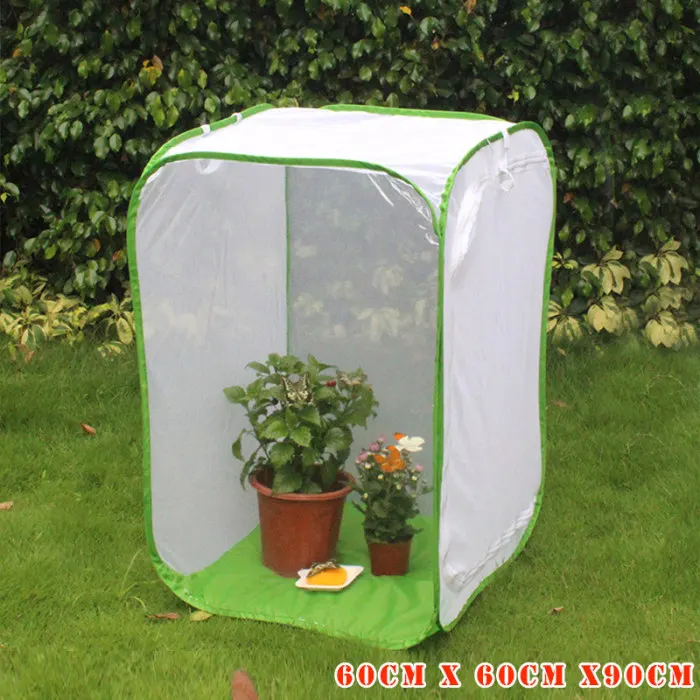 Foldable Insect Habitat Cage Seedling Plant Light Transmission Net Tent Greenhouse E2S