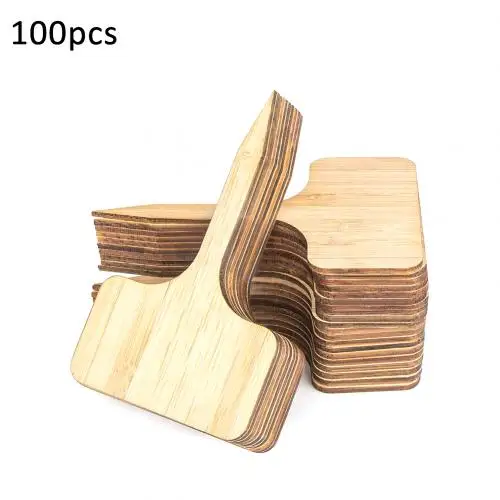 100pcs 50/100 шт прочный бамбук T Форма Овощной завод лейблы ярлыки садовые маркеры DIY приспособление для украшения легко записи - Цвет: 100pcs