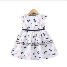Белые платья с принтом для девочек; коллекция года; Летнее Детское платье; одежда принцессы; милое детское платье