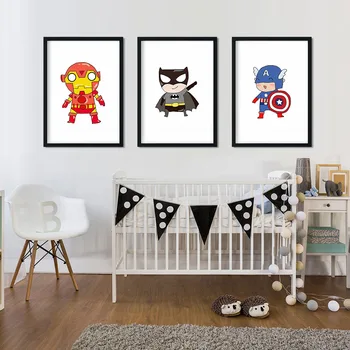 

Cartoon Marvel Super Hero Iron Man Captain DC Justice League Batman Family Decor Poster for Children's room Art Decor No Frame