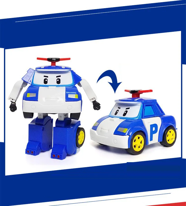6pcs/Set Robocar Poli Transformation Robot Amber Roy Car Model Cartoon Toy Gift