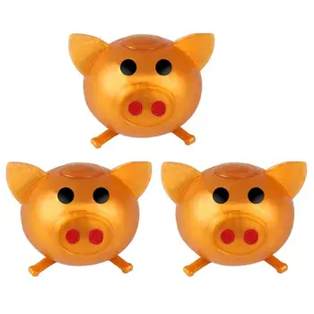 

3pcs Creative Squeeze Toys Adult Decompression Toy Cartoon Pig Head Fidget Pressure Vent Ball Plastic Stress Relief Toys