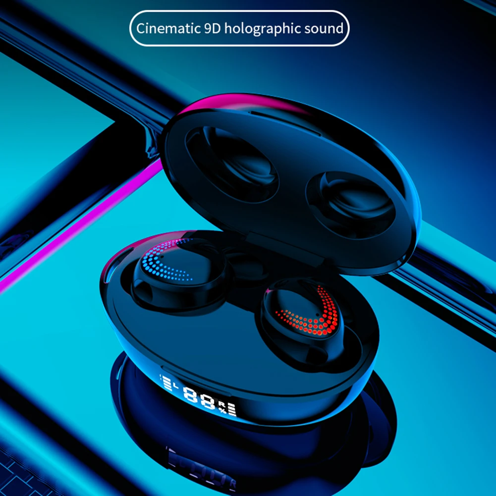 Earpiece Bluetooth Sport Earbuds Headset TWS Bluetooth Earbuds Wireless Headphones with Digital Display Charging Case