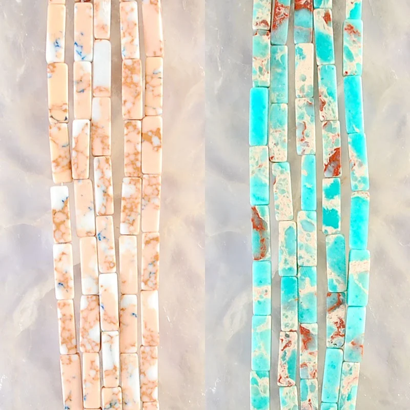 30Pcs 4x13mm Assorted Natural Column Shape Sea Sediment Jasper Loose Stone Beads For Jewelry Necklace Bracelet DIY