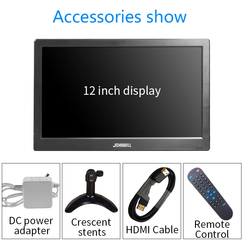  12 inch 1920x1080 LCD HD Monitor Computer PC Display Color Screen 2 Channel Video In Security Monit