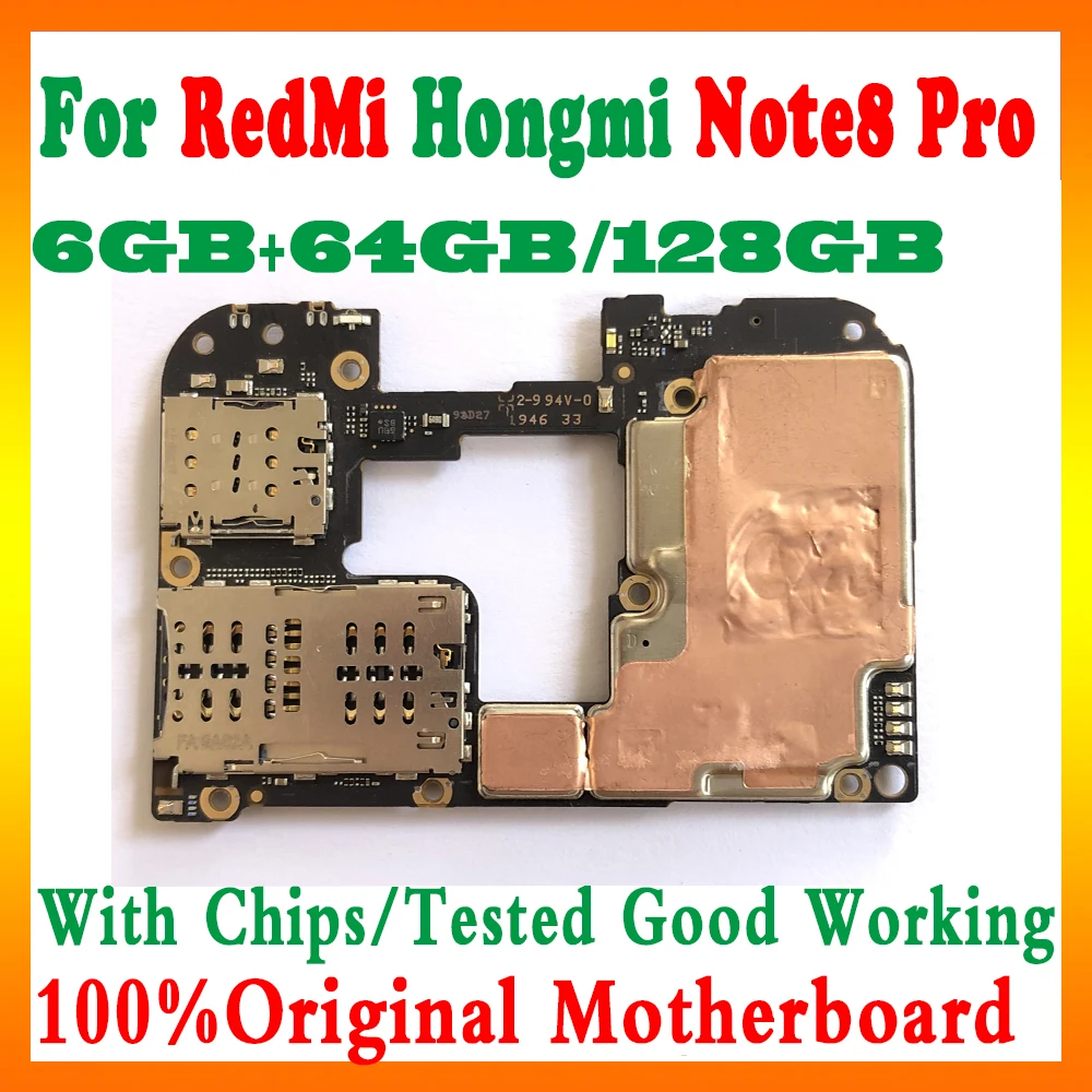 100% оригинальная разблокированная материнская плата для Xiaomi Redmi Hongmi Note 8 Pro 6 ГБ ОЗУ