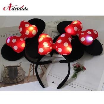 

10Pc LED headband Minnie Ears Bows luminous hairband accessories flash children LED lights hair accessories colorful lights toy