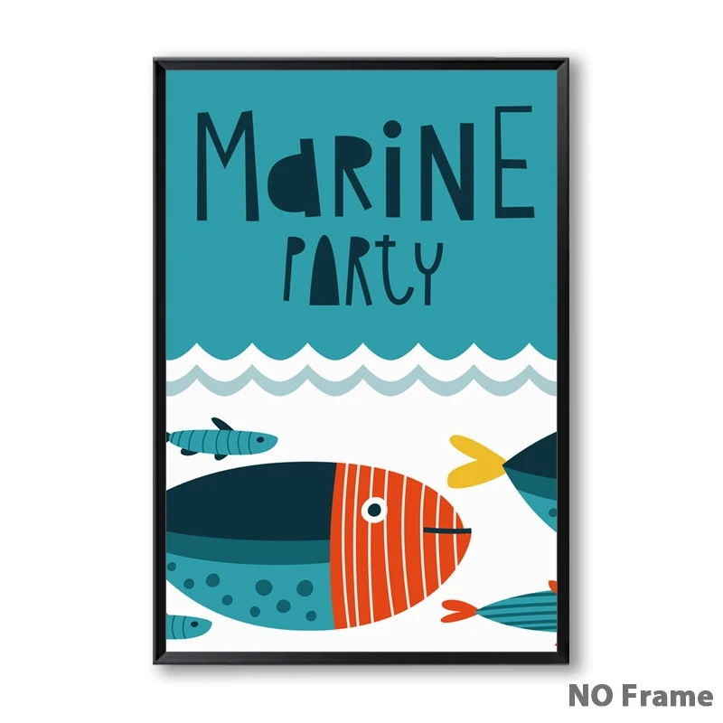 07G-Simple-Abstract-Cartoon-Ocean-Fish-English-A4-Canvas-Art-Painting-Print-Poster-Picture-Wall-Child (4)