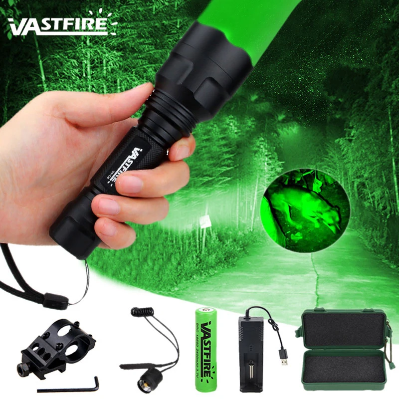 

5000LM C8 LED Weapon Gun Light Tactical Rifle Scope Hunting Flashlight+Remote Switch+Rail Barrel Mount+18650+Charger+Box