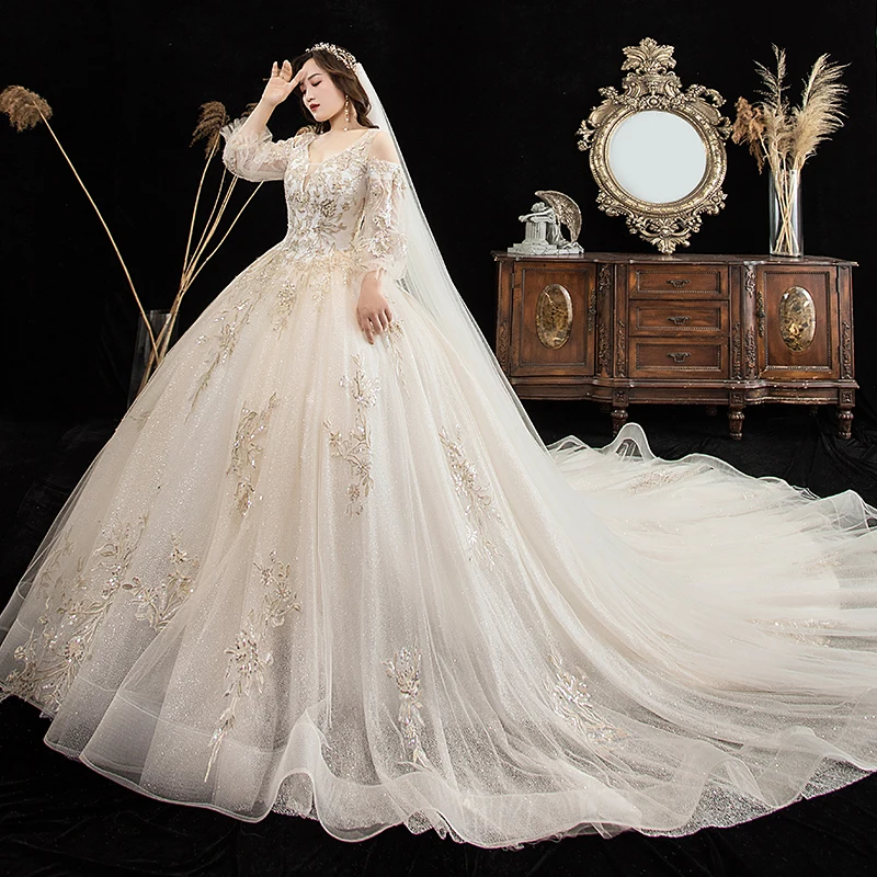 Свадебное платье для беременных, большие размеры, новинка, платье для беременных полных невест, зимнее платье со шлейфом и длинными рукавами, свадебное платье, халат Mariee