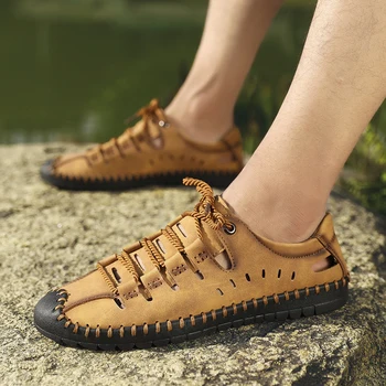 

2020 Summer Comfortable Men Casual Shoes Loafers Men Shoes Quality Split Leather Shoes Men Flats Moccasins Shoes Big Size 38-48