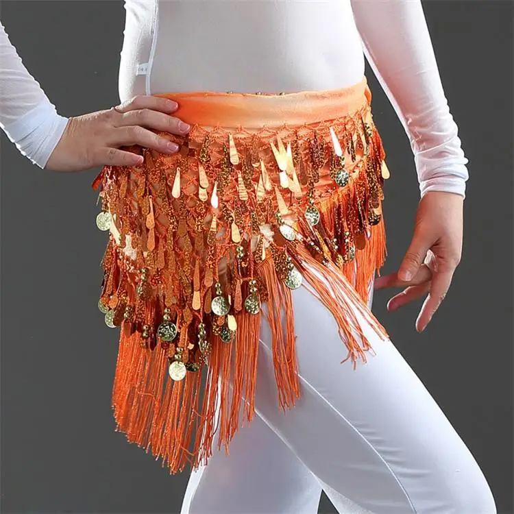 DJGRSTER New Handmade Beaded Hip Scarf Belly Dance Waist Band Golden Silver Gypsy Tassel Sequins Tribal Belt Belly Dance Costume (5)