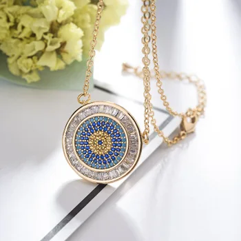 

Queen Lotus 2017 Newest Arrival Luxury Multicolor Cubic Zirconia Big Round Necklace Pendants for Women Fashion Jewelry Wholesale