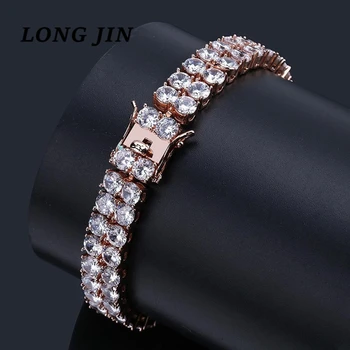 

European and American Explosion Style Hip Hop Micro Inlaid Zircon Bracelet Double Row Men's Golden Bracelet Punk Wind Bracelet