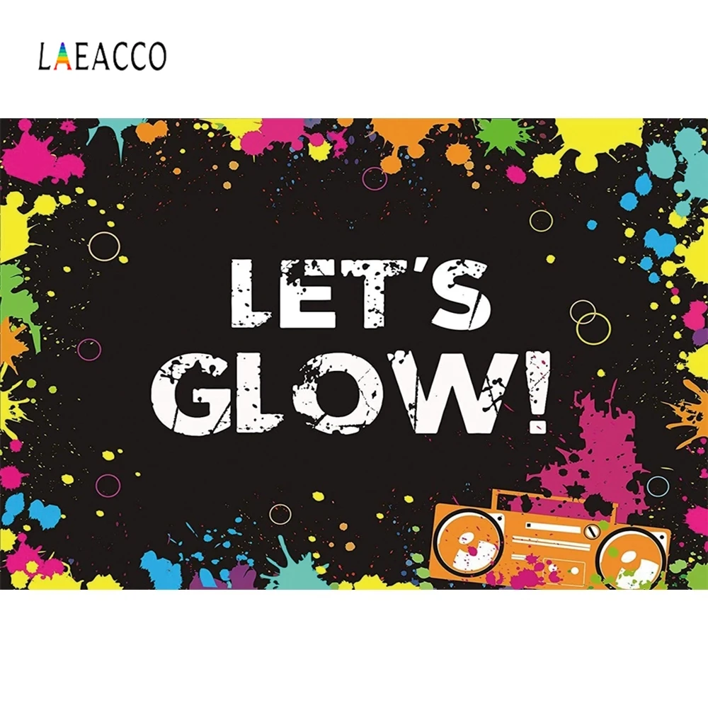 Laeacco Let's Glow Color граффити радио фотографии фоны Дети День Рождения Вечеринка