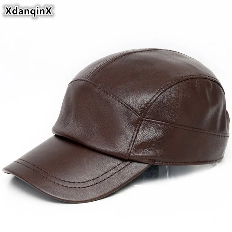 XdanqinX Кепка Snapback новая шляпа из натуральной кожи мужские кожаные бейсболки из воловьей кожи Регулируемая голова Размер взрослый мужская кожаная кепка