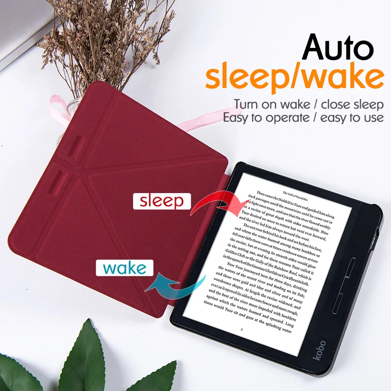 Смарт-чехол для всех новых " электронных книг Rakuten Kobo Libra H2O(модель N873)-многоугольный чехол-подставка с функцией автоматического сна/пробуждения