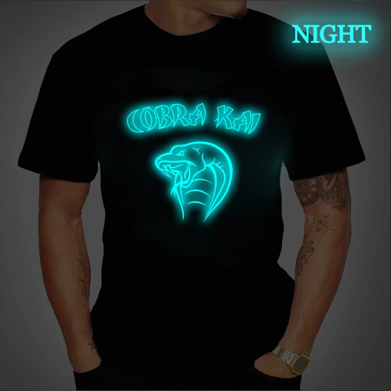 

Cobra Kai Printed Men's Shirt Harajuku T-Shirt Men T Shirt Tops Tee Luminous Graphic Oversized T Shirt Summer Tees Black T-Shirt