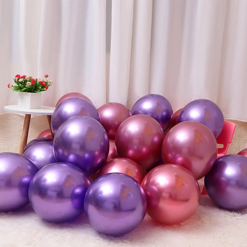 200 шт. 10/12 дюймов хром шары из латекса цвета металлик надувные Globos воздушный шар с гелием День рождения украшения дети балон - Цвет: pink purple