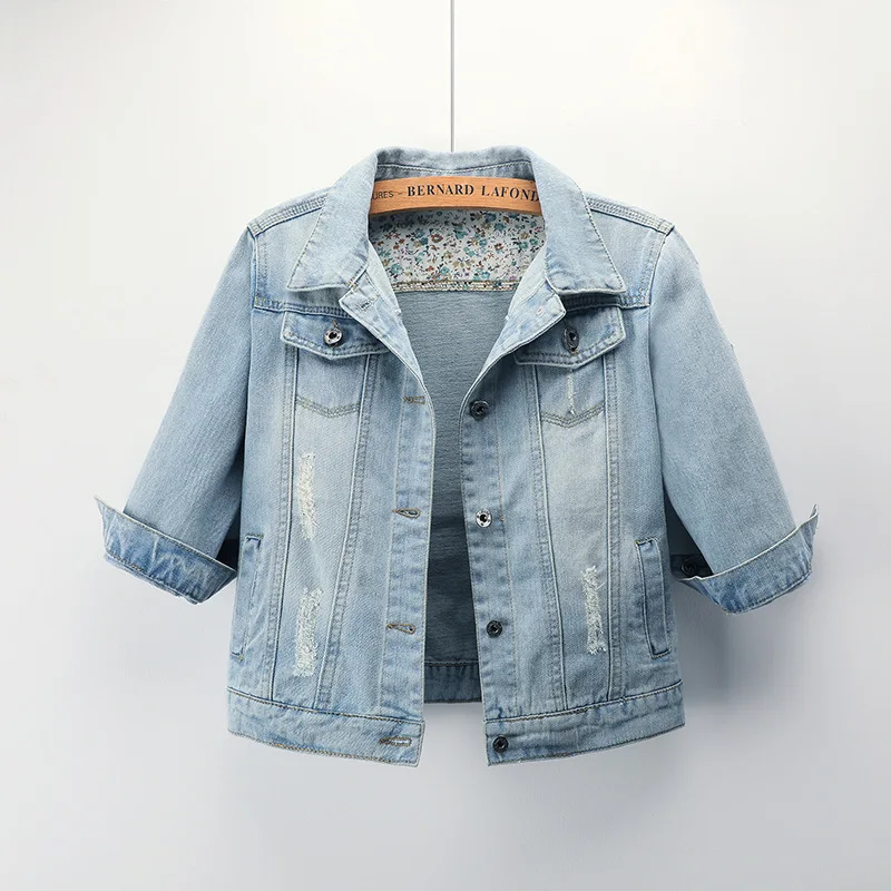 3 4 sleeve denim jacket