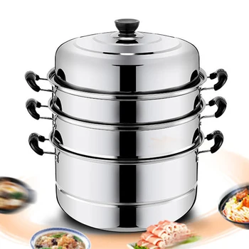 

Kitchen Stainless Steel Steamer Multi-Layer Steamer Steamer Soup Griddle Double-Layer Gas Induction Cooker Steamer Cooking Tool