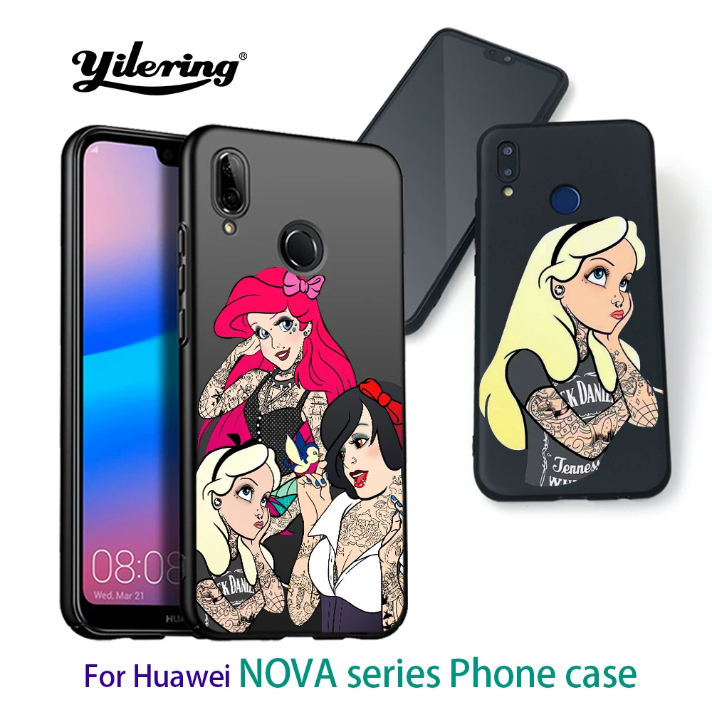 

Tattoo princess Black soft Phone case for Huawei NOVA 3 3i 2 2i 3e 4e lite Case Cover for NOVA 4e 3e 3i 2i 3 2 Phon Case Shell