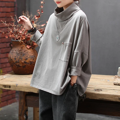 gray hoodies Новинка, свободные, большие размеры, с отворотом, на осень, с плечом, с рукавом, женские, с длинным рукавом, одноцветные, женские толстовки, свободные, хлопок, Топ SZ3 - Цвет: gray hoodies