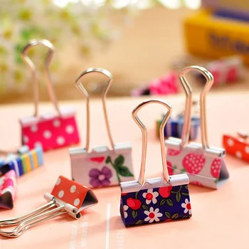 

New 24pc/box Long Tail Clip Color Fresh Printed Dovetail Clip Data File Metal Binder Clips Binding Supplies