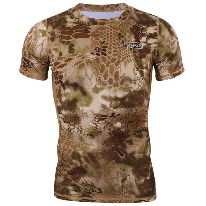 Outdoor Camouflage Men T Shirt Breathable Military Tactical Tshirt Quick Dry Sport Army Camo Hunting Fishing Hiking Tee Shirts