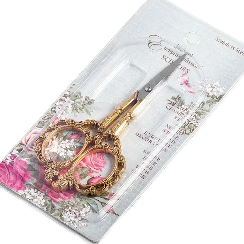 Stainless Steel Scissors Beauty Scissors 1PC(7.8*15cm) 6Color Retro Scissors For Makeup/Embroidery/Nails/Sewing Trimmer Metal Cuticle Tool