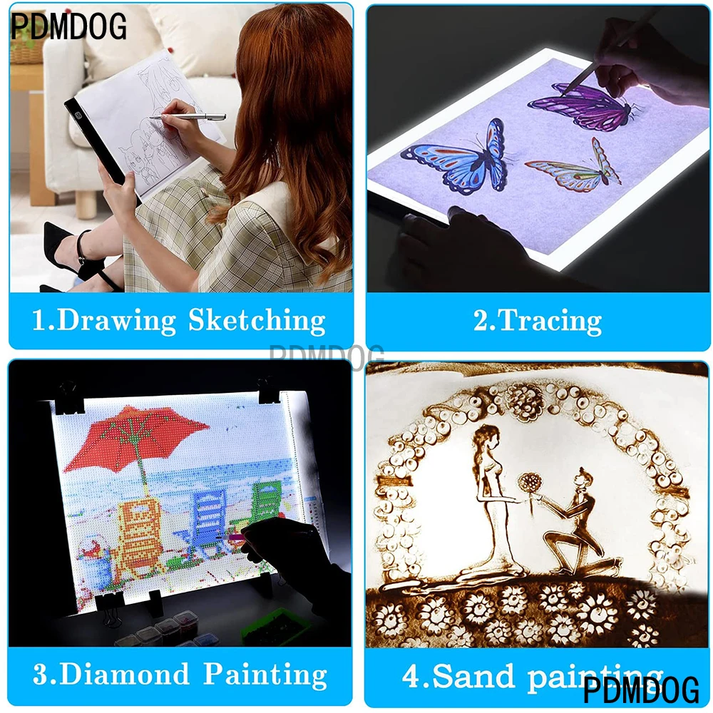 A4 20X30CM LED Light Pad For Diamond, USB Powered Light Board Kit,  Adjustable Brightness With Detachable Stand,For Diamond Art - AliExpress