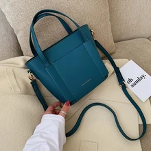 Простые сумки через плечо из искусственной кожи для женщин, вместительные однотонные женские кошельки и сумки, модный дизайн, сумка через плечо, женская сумка-тоут